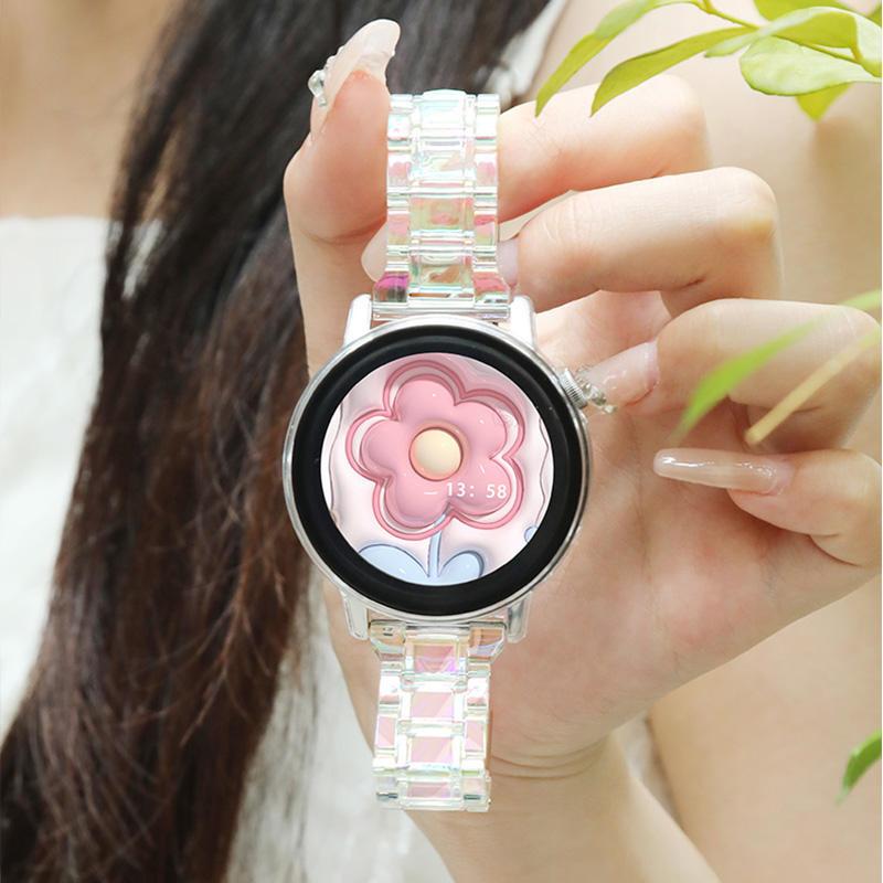 Women Bracelet for Samsung Galaxy Watch 7 6 5 4 40/44mm 5Pro 45mm Clear Laser Band for Huawei Watch GT2-3 42mm/Amazfit GTS 2-3-4
