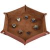 Hexagonal PU Leather Dice Tray - Board Game Accessories & Sundries Storage Box