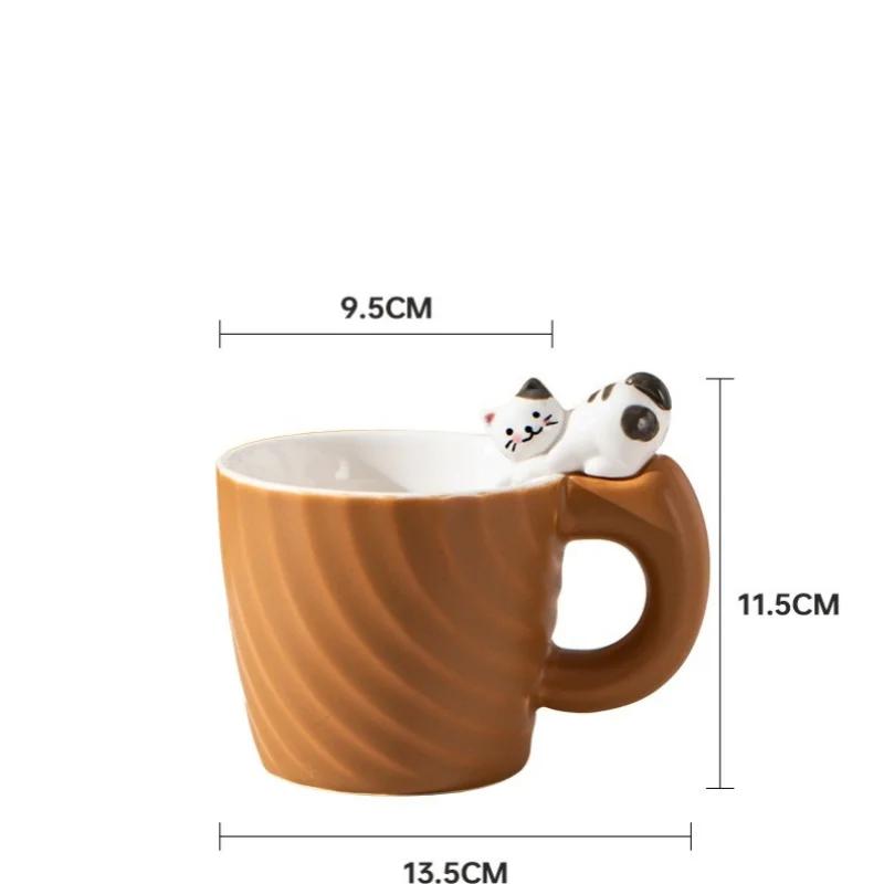 Kreativ tegneseriekatt keramikkkrus Søt kattekopp Barnemelk Frokost hjemmekontor Kaffekopper Tekopp Gave Venner Drikkevarer