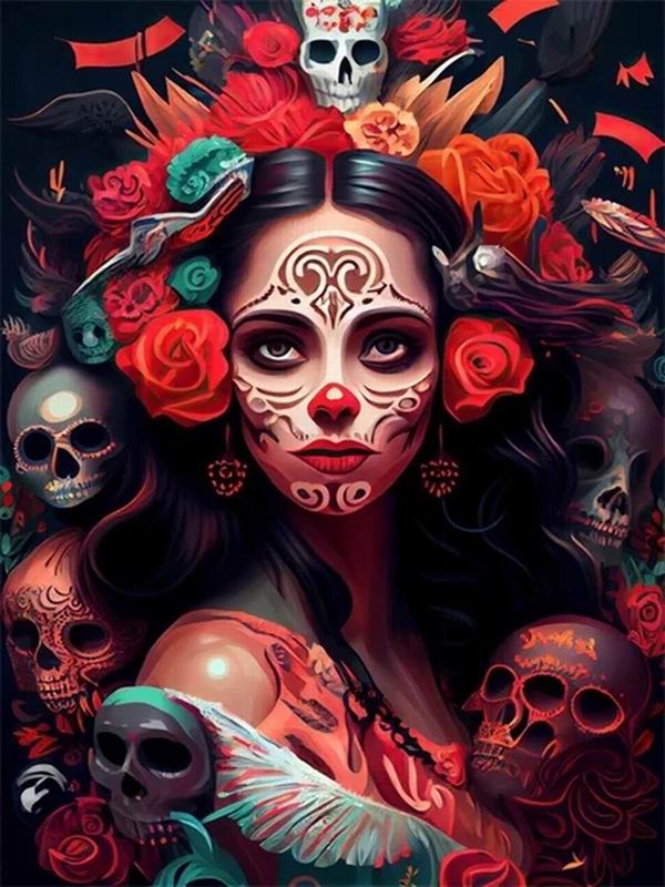 Diamantová malba Nová kolekce 2024 Ženy Květina Lebka Diy Plně Čtvercový Kulatý Vrták Štrasové vyšívání Dívčí Mozaika Sady křížkového stehu