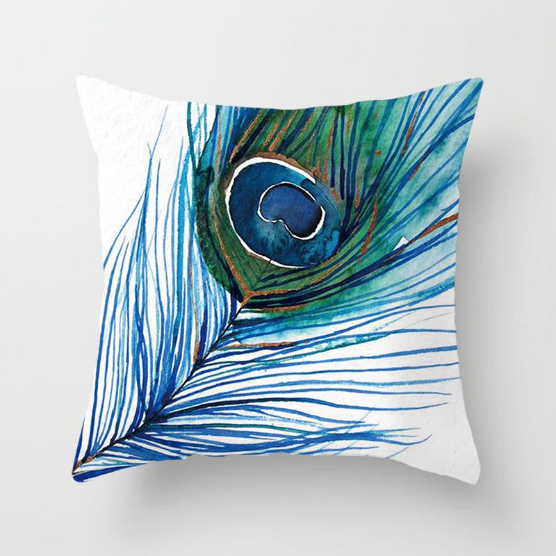 Peacock Print Pillow Decoration Home Car Sofa Cushion Cover Bed Animal