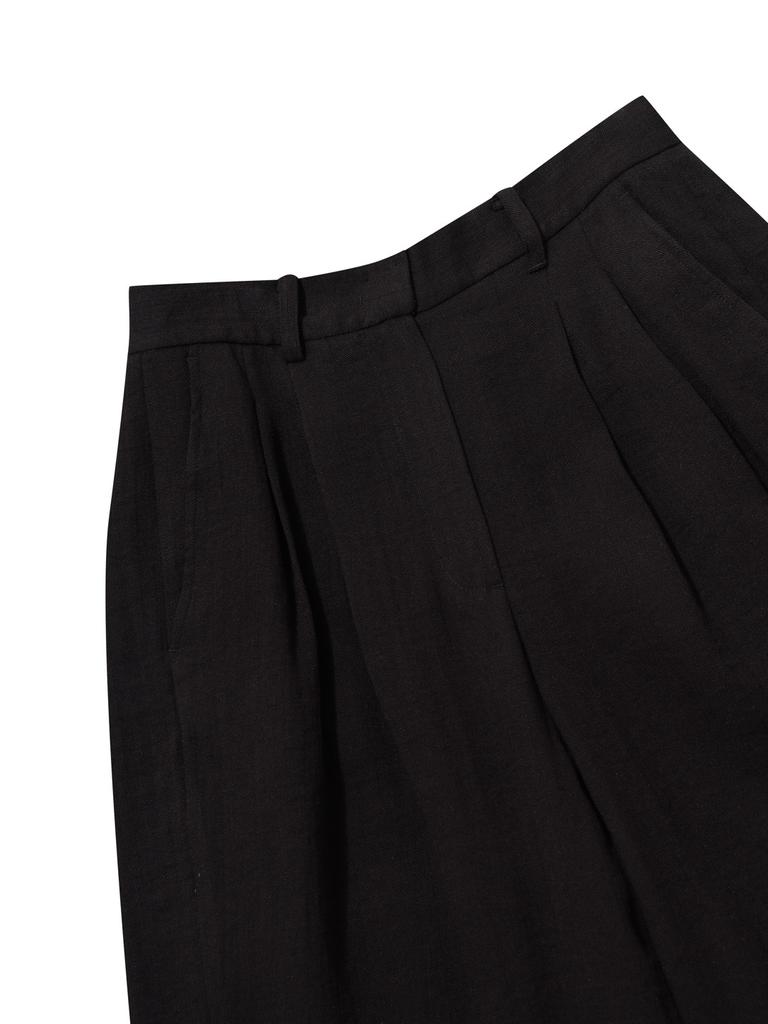 OLZEN Women'S Linen-Like Half Pants_Zlg2Ph2301Bk