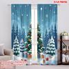 2pcs 2D Flat Printing Merry Christmas Drapes Snow and Christmas Trees Polyester Fabric Without Electricity 0 Perfect for Holiday