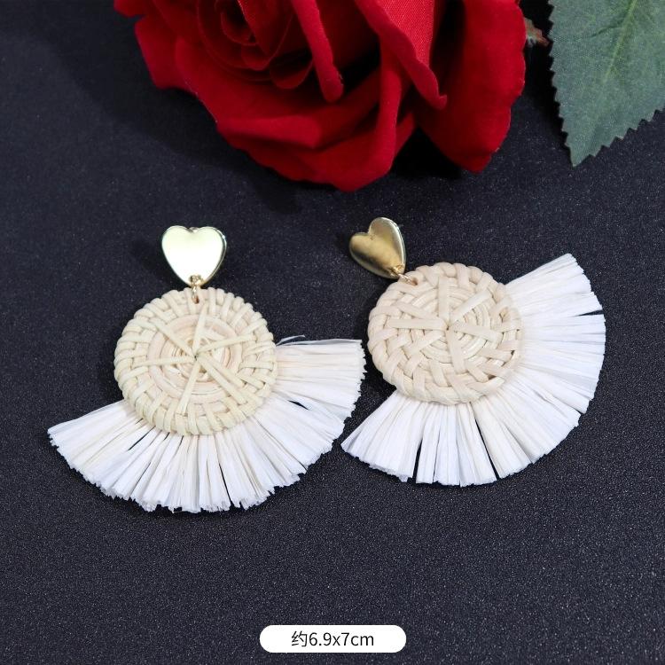 Vintage Urlaubs Rattan Bast Ohrstecker Weiblichkeit Strand Ohrringe personalisierte Ohrringe handgemachte Ohrringe