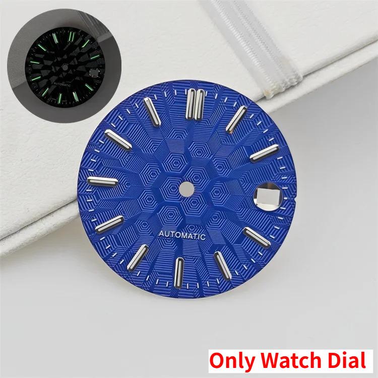 NH35 Watch Dial and Watch Hands 28.5mm Geometric Shapes Texture Dial Green Luminous Watch Accessories for NH35 NH36 Movement