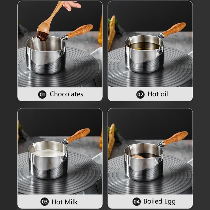 Stainless Steel Mini Frying Pan Household Hot Oil Pan Boiled Eggs Hot Chocolate Hot Milk Pot Household Multi-purpose Pot