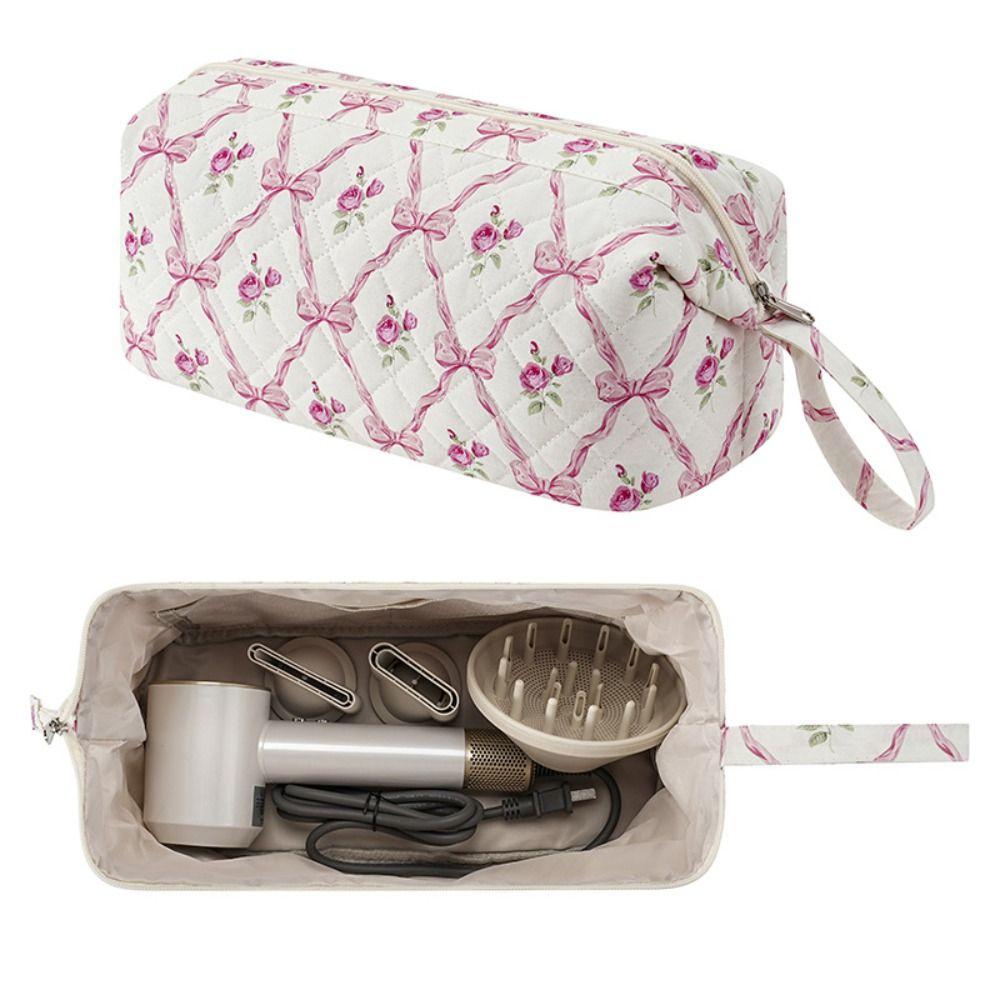 Polyester Cotton Hairdryer Storage Bag 9 Colors Large Capacity Curling Iron Bag Floral Print Makeup Train Cases Women Girls