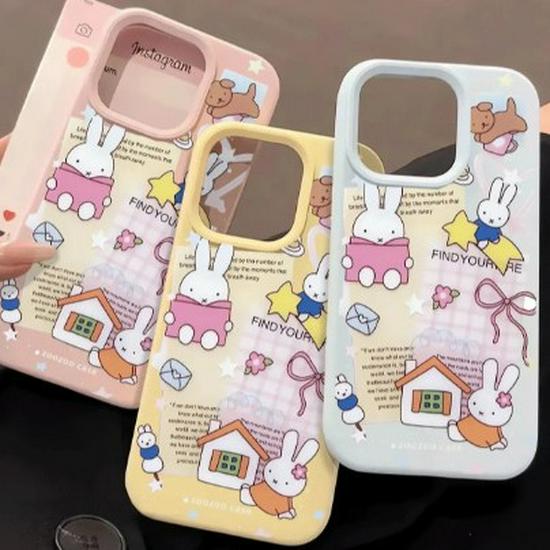 Little Rabbit Cartoon Case for 17 Pro Max 16, 15 Pro, 14 Plus, and Millet 11/13