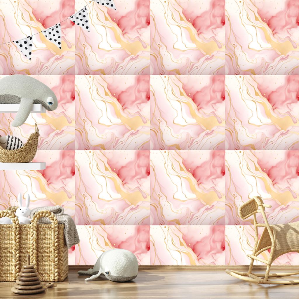 Wallpaper Ink coral, white, cream and peach 50x1000