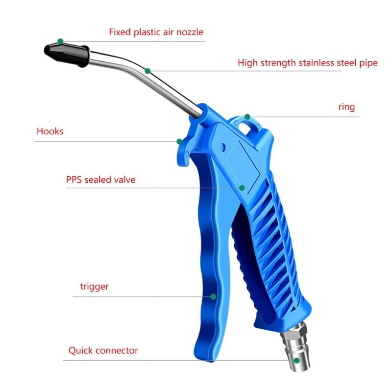 Pistolety do przedmuchiwania powietrzem, Pistolety do przedmuchiwania powietrzem o wysokim przepływie do kompresora z wygiętą pod kątem dyszą Narzędzie do przedmuchiwania Pyłu