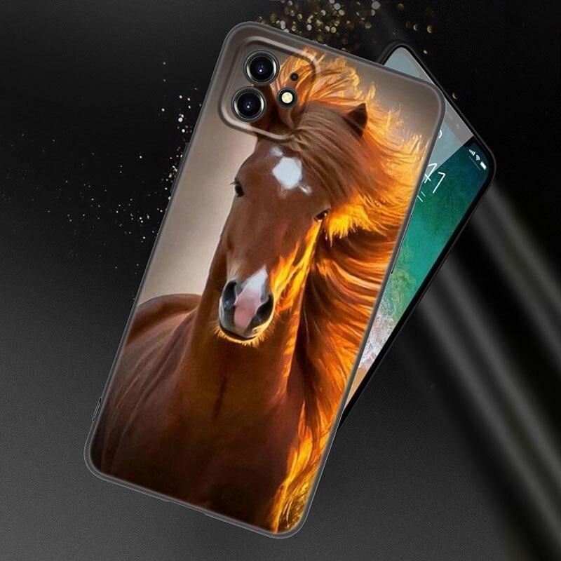 

Чехол для телефона Runing Animal Horse для Apple iPhone 13 12 Mini 11 Pro XS Max XR X 8 7 6S 6 Plus SE 2022 2020 5S 5 мягкий черный чехол iPhone 11 Pro Max