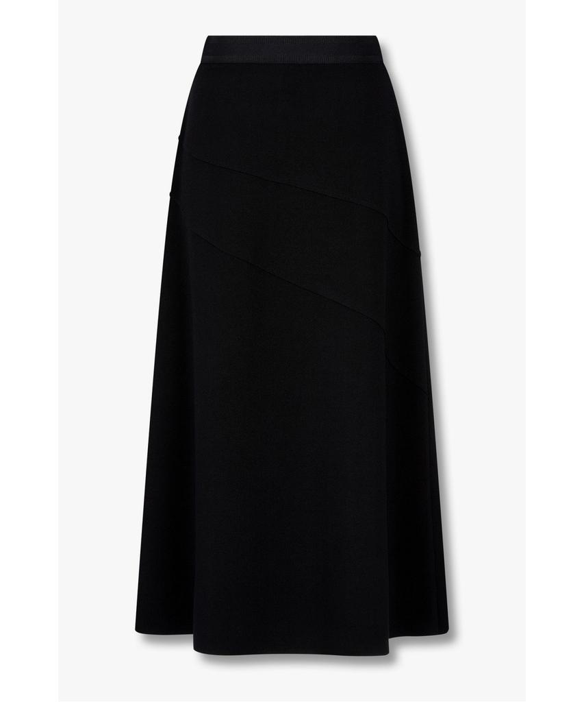 Bobeu Line Detail Flare Skirt_Black_7156335002