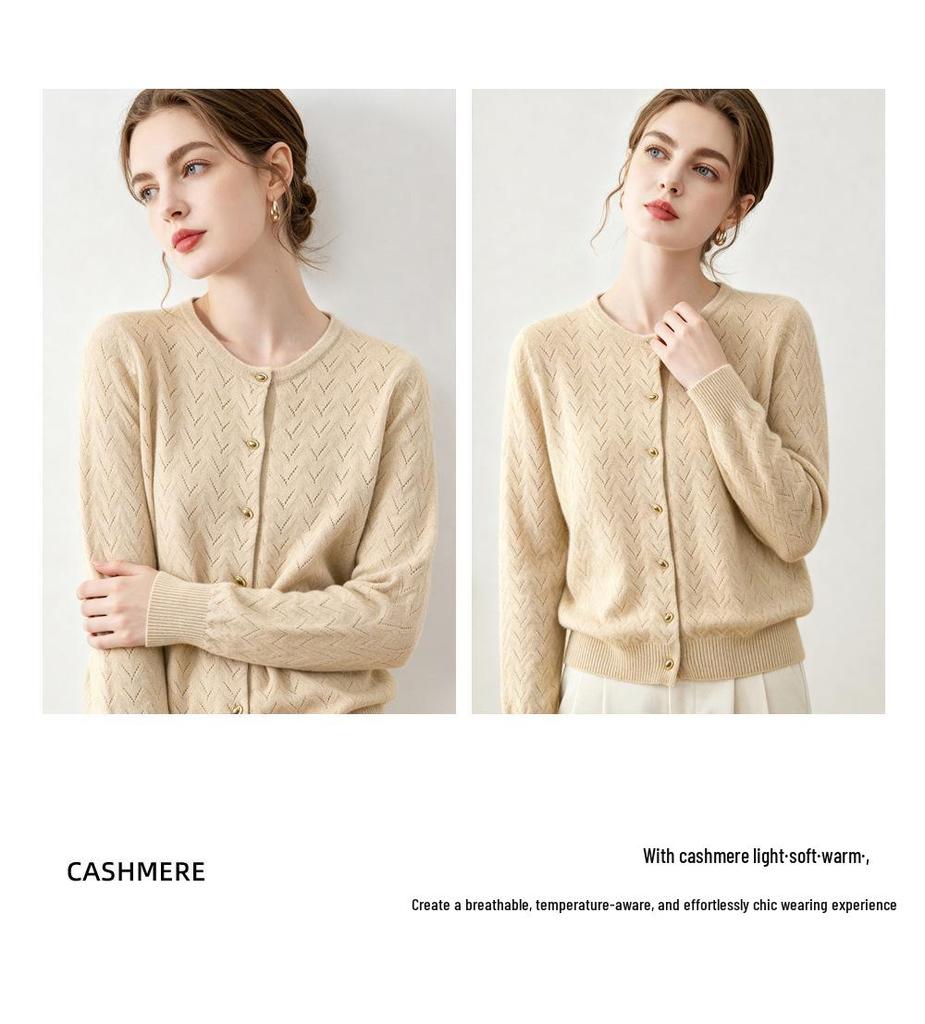Lekasha 100% Pure Cashmere Women's Cable Knit Cardigan Sweater - Loose Fit for Autumn/Winter.