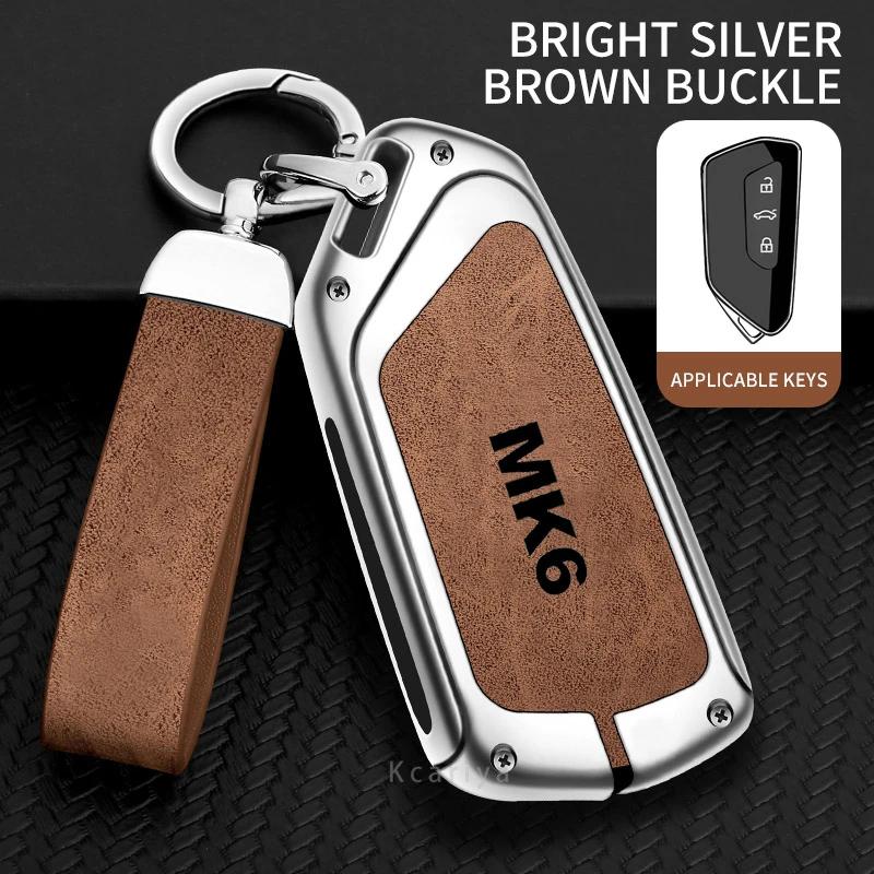 Auto TPU Zinc Alloy Key Case Bag For VW Volkswagen GOLF 6 MK6 Car Key Chain Car Metal Key Shell Interior Decoration Accessories