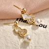 Ethnic Shell Stud Earrings, Unique Design Pearl Drop Earrings with Zircon