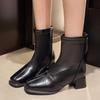 Square Toe Office and Career Women's Boots FashionHigh Quality Short Plush 2025 Hot Sale Shoes for Women Zip Boots Zapatos