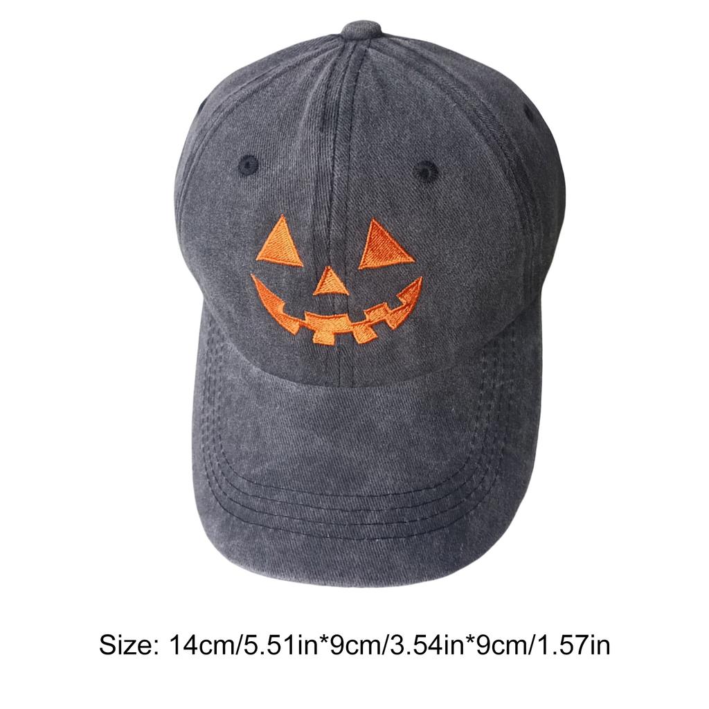 Halloween Pumpkin Hat Breathable Adjustable Baseball Cap Sun Protection Embroidery Baseball Hat for Outdoor Travel Camping