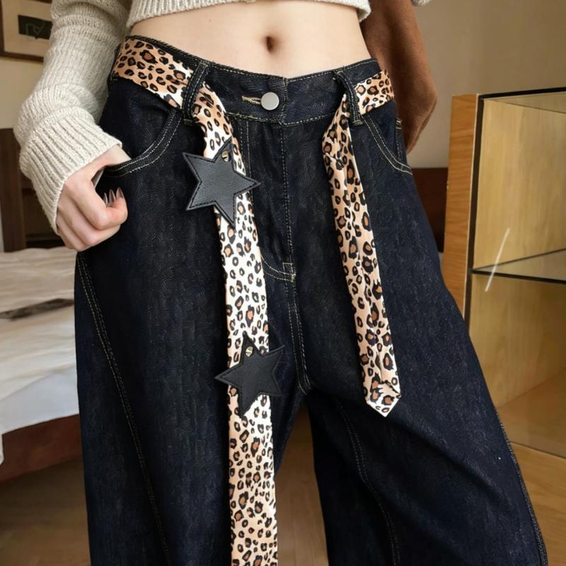 Fashion Dot Jacquard Scarf Belt Trendy Edgy High-End Long Waist Accessory With Retro Star Decoration