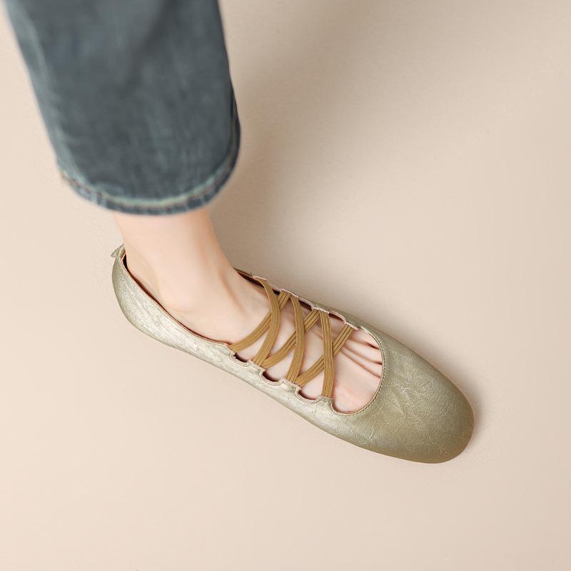 Huge and easy to wear~ Ballet shoes cross elastic Mary Jane shoes soft-soled grandma shoes women's single shoes