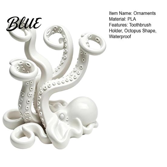Bathroom Toothbrush Stand 3D Printed Octopus Holder Creative Space Saving Desk Organizer Durable Makeup Brush Storage PLA Material Stable