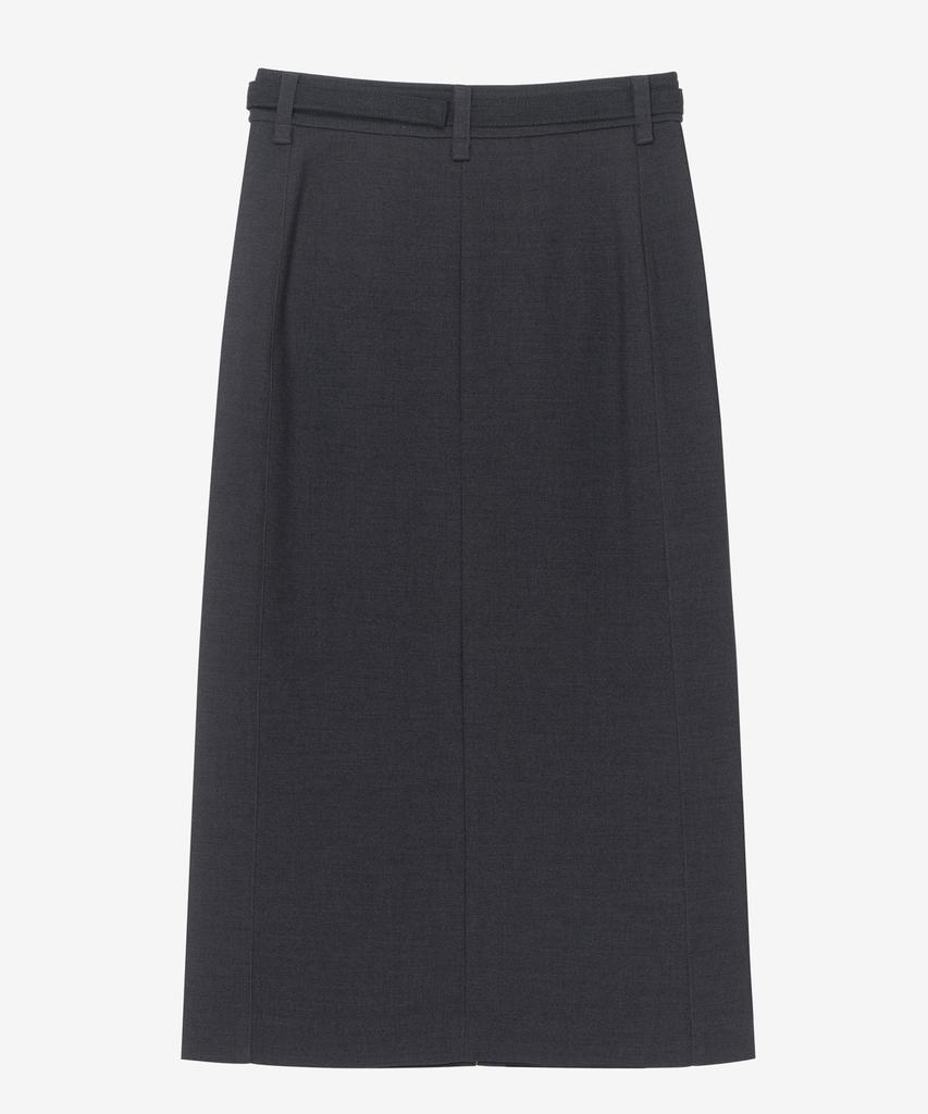 Mind Bridge Woman [Couture] H-Line Belted Slit Skirt - 2 Colors
