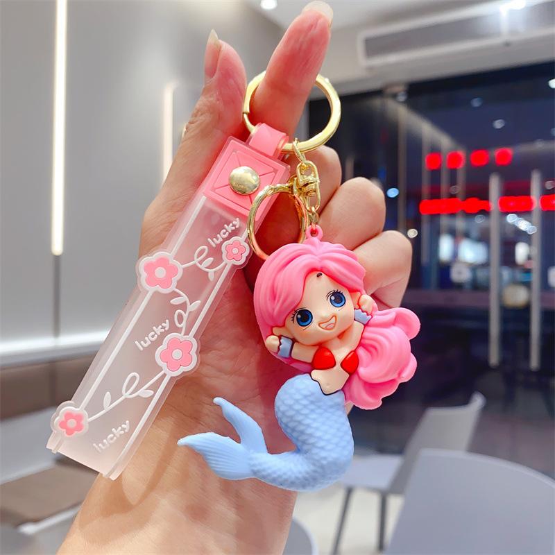 Creative Mermaid Keychain Cute Soft Rubber Doll Pendant Car Bag Doll Machine Small Gift Pendant