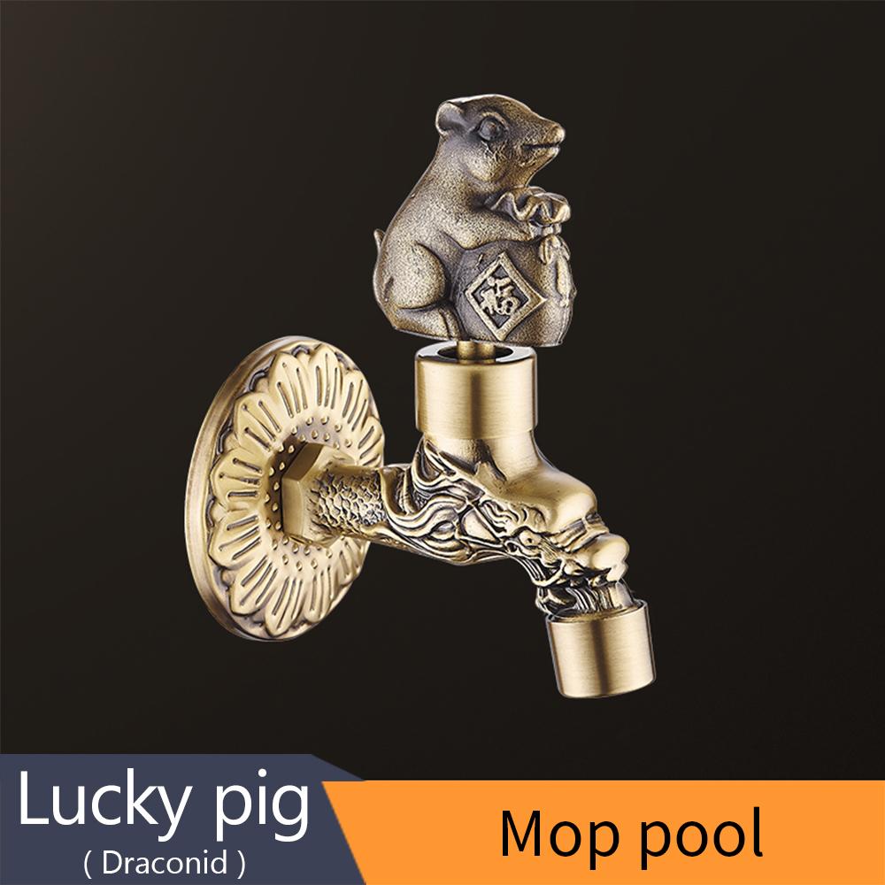 Bidcock Faucet Antique Bronze Dragon Carved Tap Bathroom Mop Faucet Washing Machine Faucet Outdoor Faucet For Garden 811573