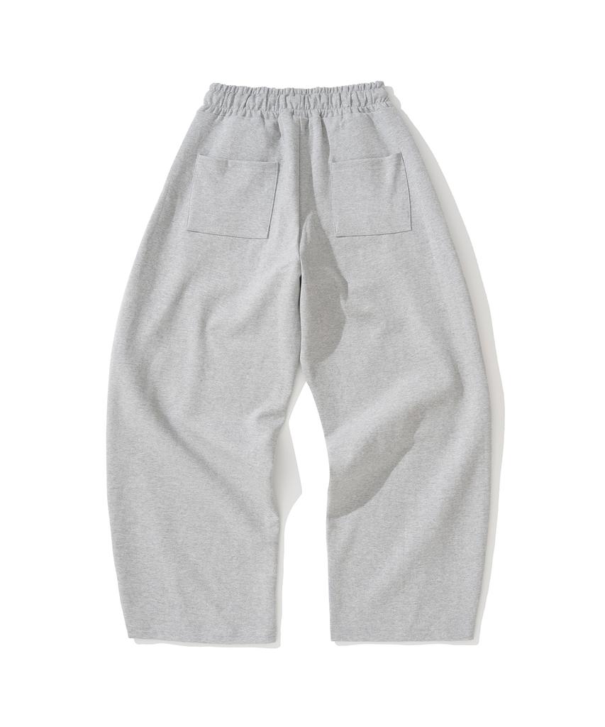KNITTED Curved Training Pants Melange Grey