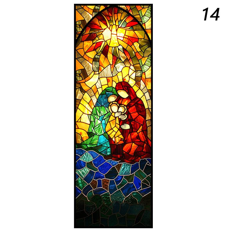 

European Retro Church Privacy Windows Film Colorful Stained Glass Window Stickers Opaque Self-Adhesive Home Decor Art Decals 30x100cm