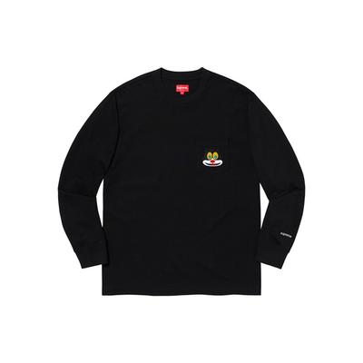 FW19 Week 4 Cat L/S Pocket Tee Chest Kitten Long Sleeves Unisex Black Men's SUP-FW19-478