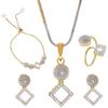 Jewellery Set for Women American Diamond Necklace Set with Earrings, Bracelet and Ring Jewellery for Girls and Women