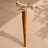 Wolf Handle Walking Cane Handmade Wooden Hiking Staff Brass Handle Gift Idea 93.98 cm