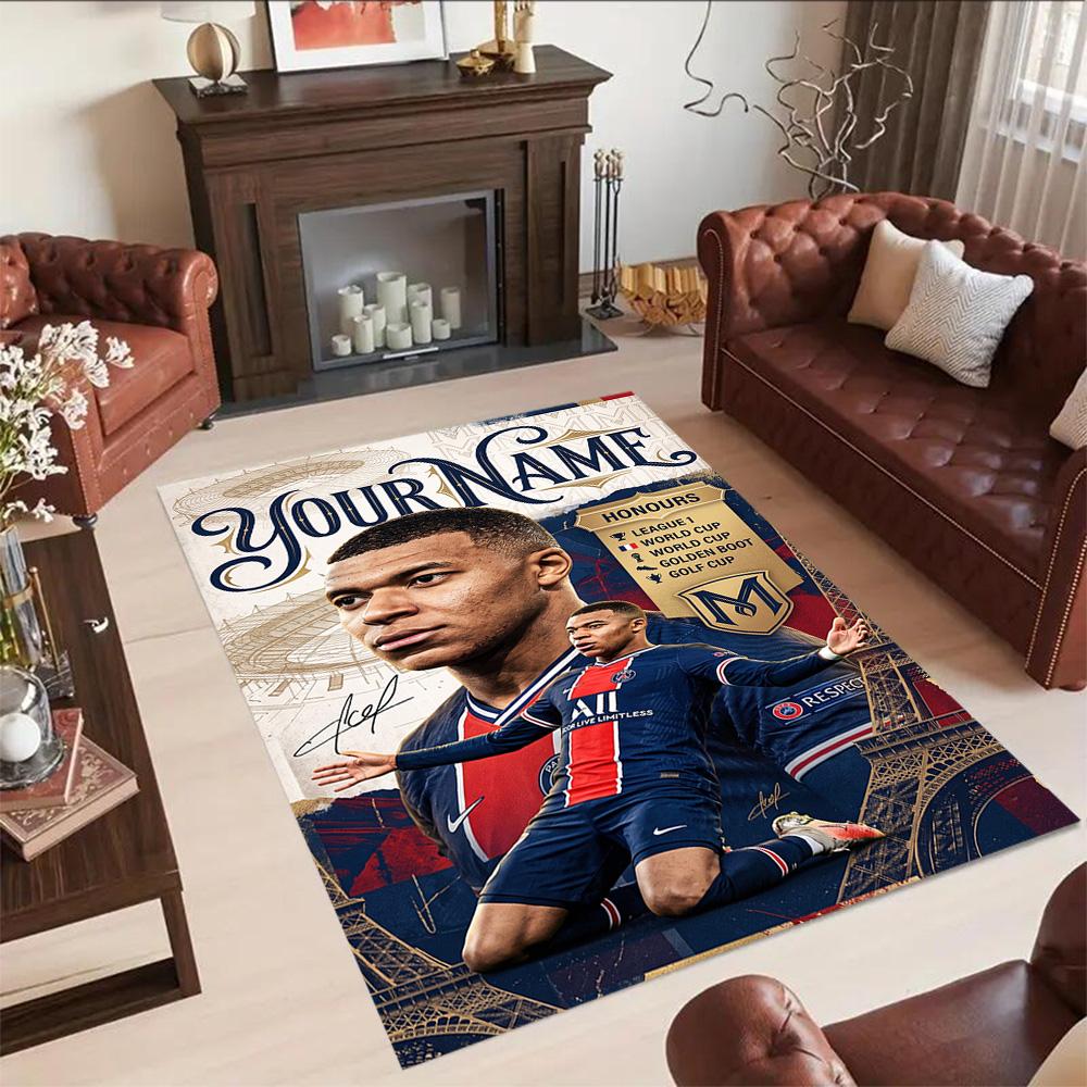 Mbappe Personalized Text Carpet Perfect For Dormitory Playrooms Study Room Living Rooms Antislip Carpet Office Home Decor