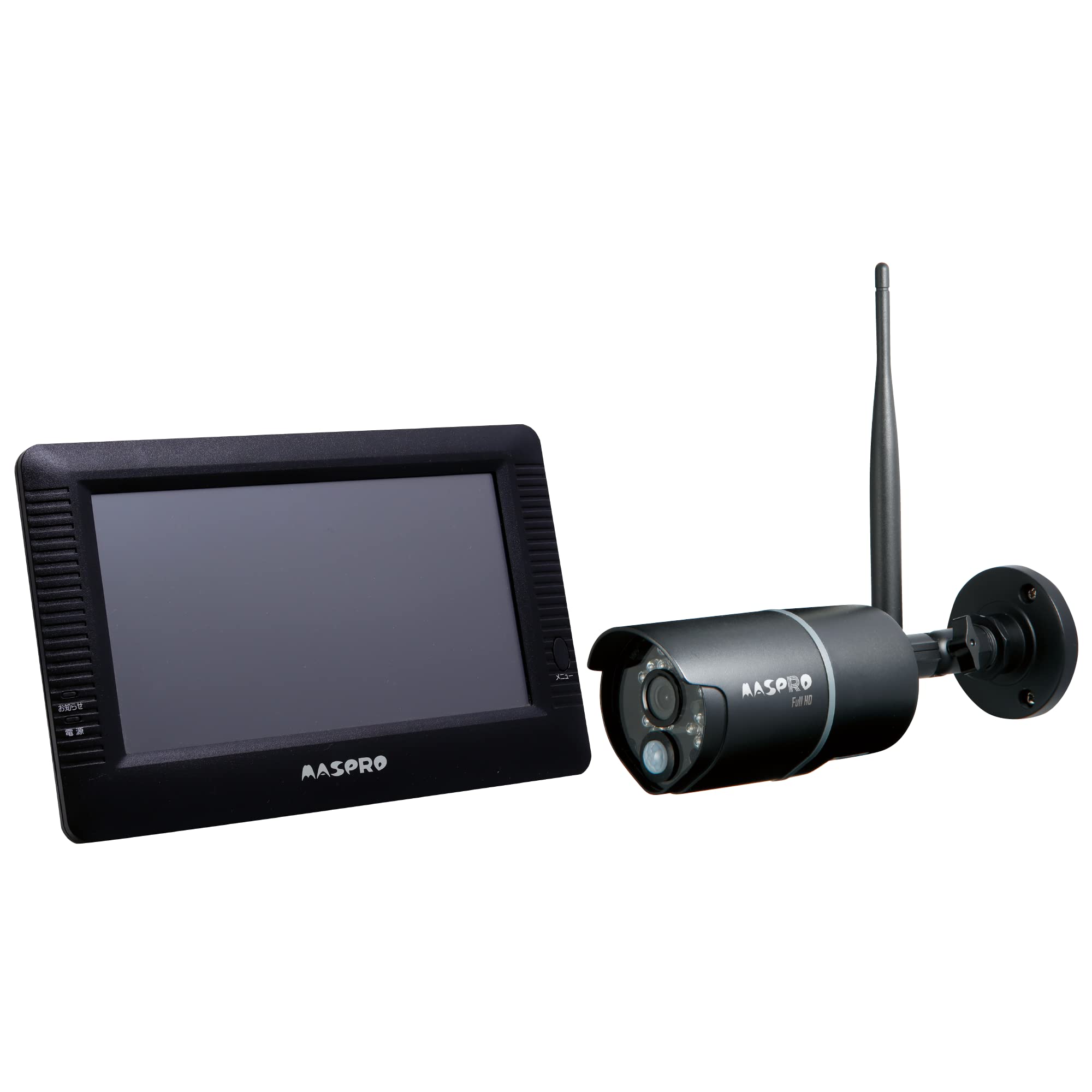 

MASPRO Monitor Wireless HD Camera Set Monitor Full HD Nighttime Shooting Wireless Connection Easy Connection Monitor with Monitor Check with чорний