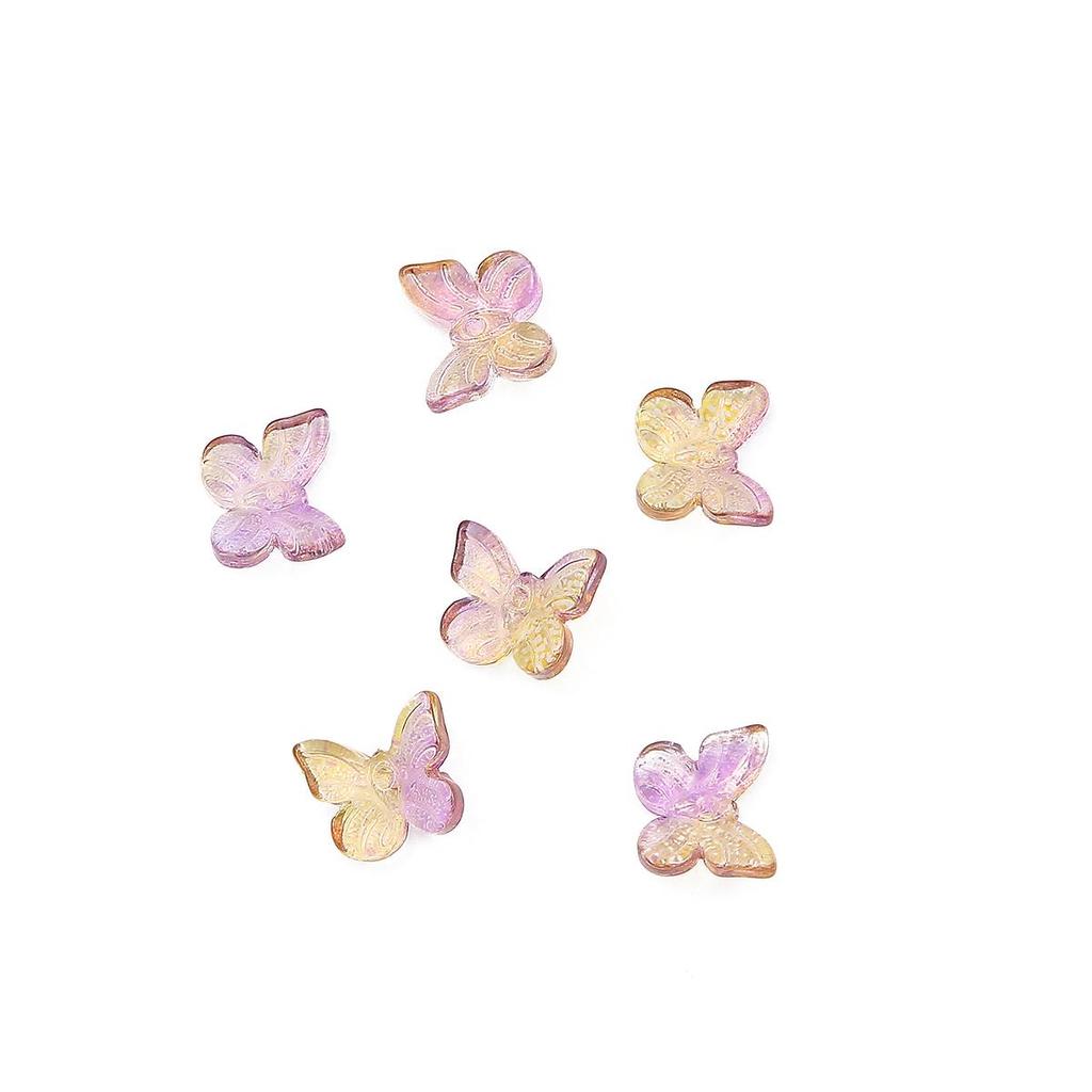 11x9,5mm 10pcs/saco contas de borboleta coloridas de vidro faça você mesmo pulseira colar brincos acessórios de joias