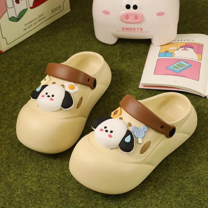 Fashion Female Platform Sandals Cute Dog DIY Fashion Clogs New 2025 Summer Shoes Woman Street Beach Slippers Soft EVA  Girls Slides