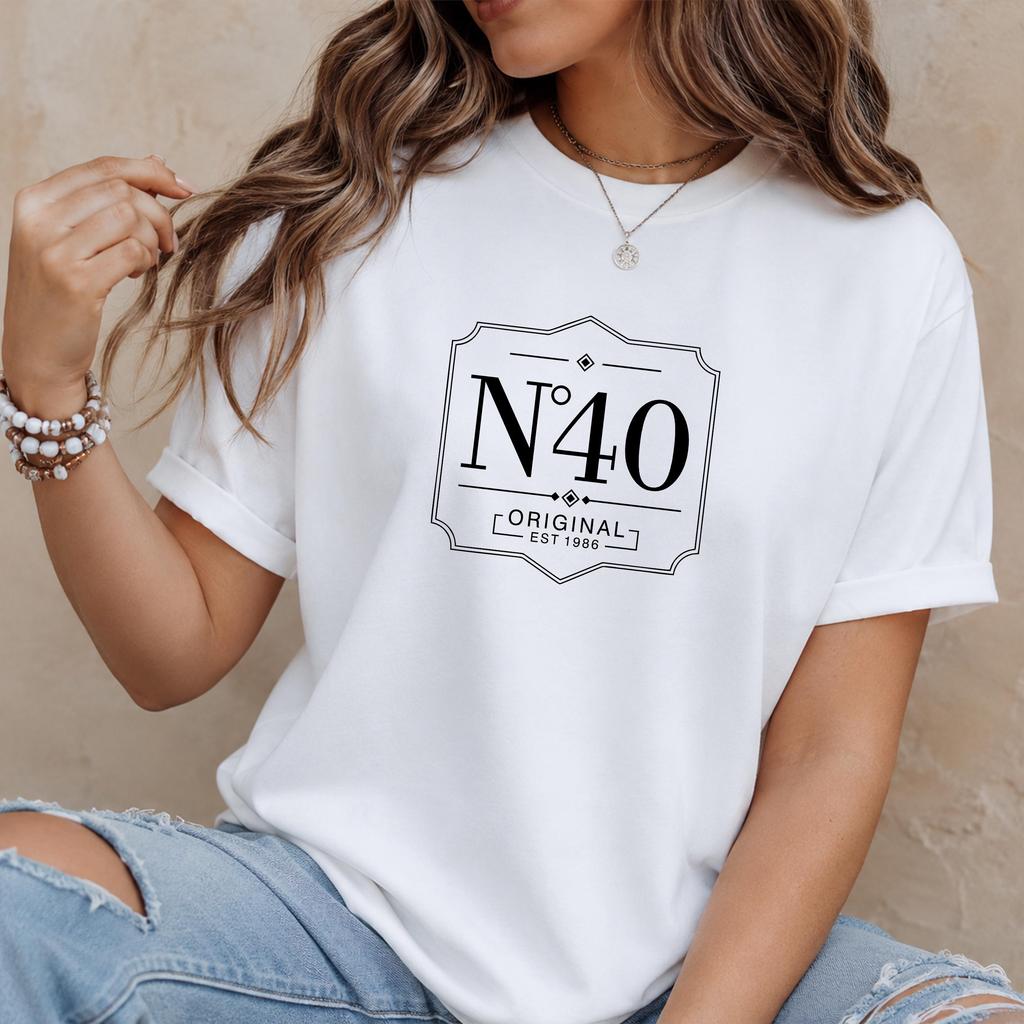 No 40 Original Since 1986 Birthday T Shirt 40th Birthday Printed Tee Vintage Year Retro Birthday Shirt Forty Celebration Born