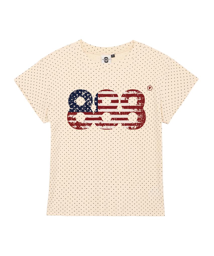 PRIMATE Usa Number.888 Women'S Polka Dot Short Sleeve T-Shirt 3 Colors