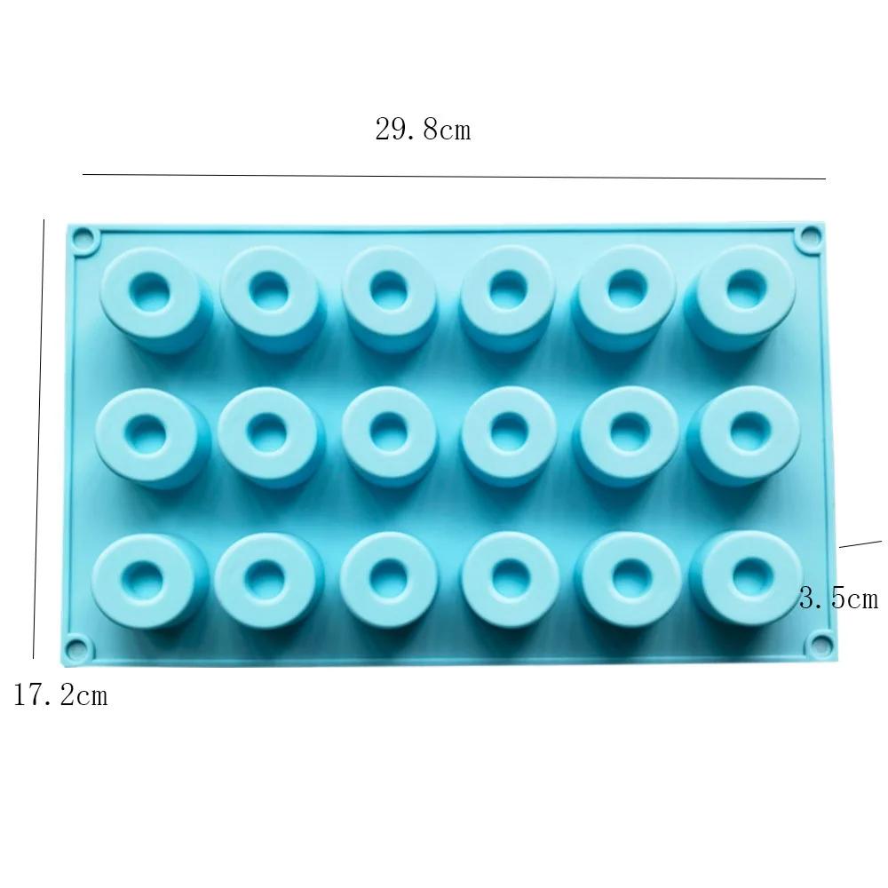 18 Cavity Inclined Column Chocolate Silicone Mold DIY 3D Doughnut Cake Molds Biscuit Dessert Ice Block Making Tool Handmade Gift