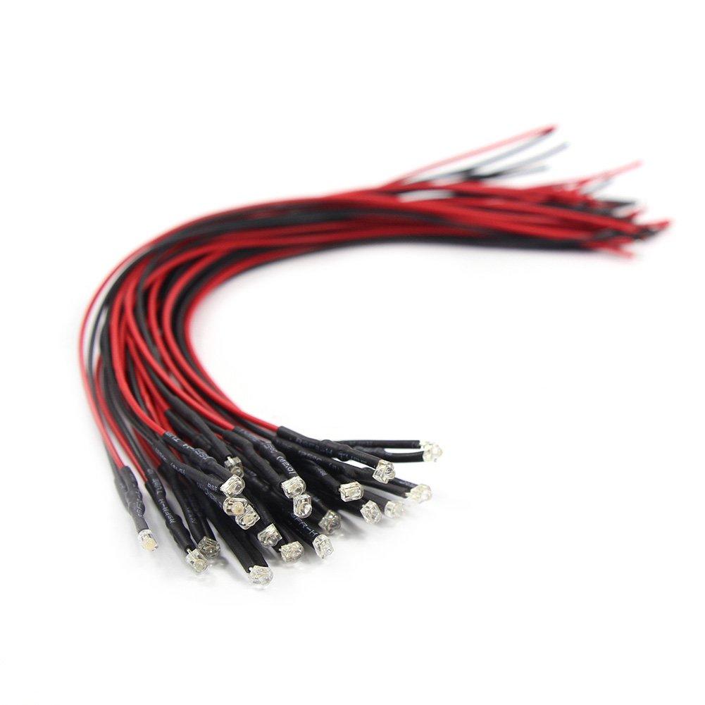 Warm White Chip LEDs with Wiring and Resistors for Diorama Model and More 20-Pack 1.8mm Lighting, Trains, Railways, Buildings,