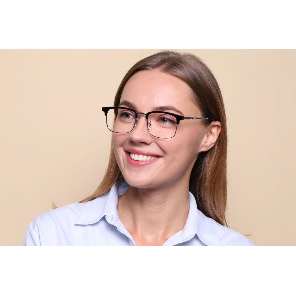Full Rim Browline Black Silver Smartbuy Collection Hinn 71006 C13 Fashion Unisex Eyeglasses