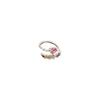 Temperament Sweet Light Luxury Pink Diamond Love Ring Female Korean Niche Versatile High-End Zircon Open Ring