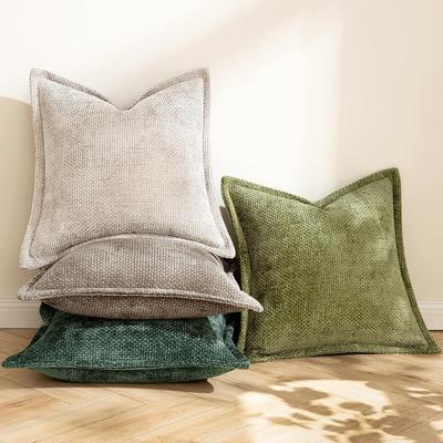 2PCS Soft Chenille Throw Pillow Cover - 18x18 Inch Woven Textured Cushion Case, Luxury Decorative Pillow Cover for Living Room, Couch, Bed, Sofa