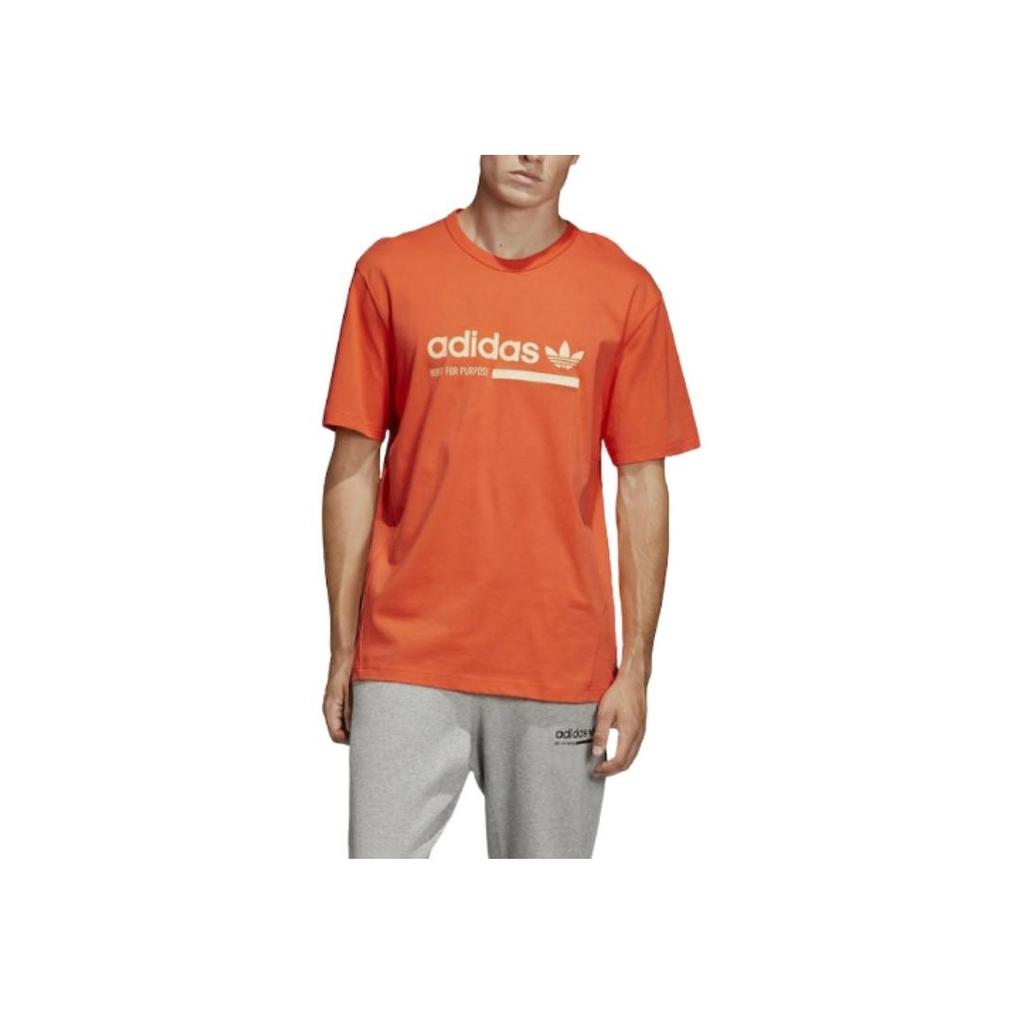 Adidas Originals Trefoil Print Logo Short Sleeve T-Shirt Men Tops Orange DV1925