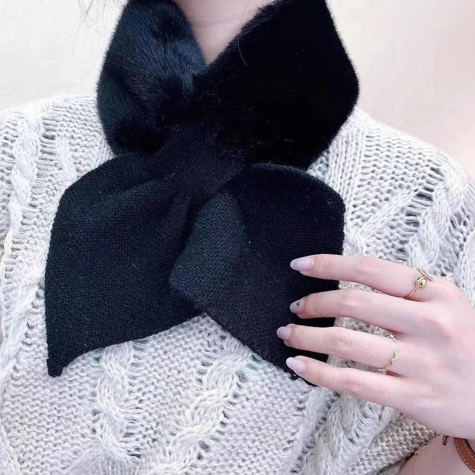 

Женский модный зимний шарф из искусственного ворсинок, верхняя одежда, женский шарф, теплый нагрудник чёрный