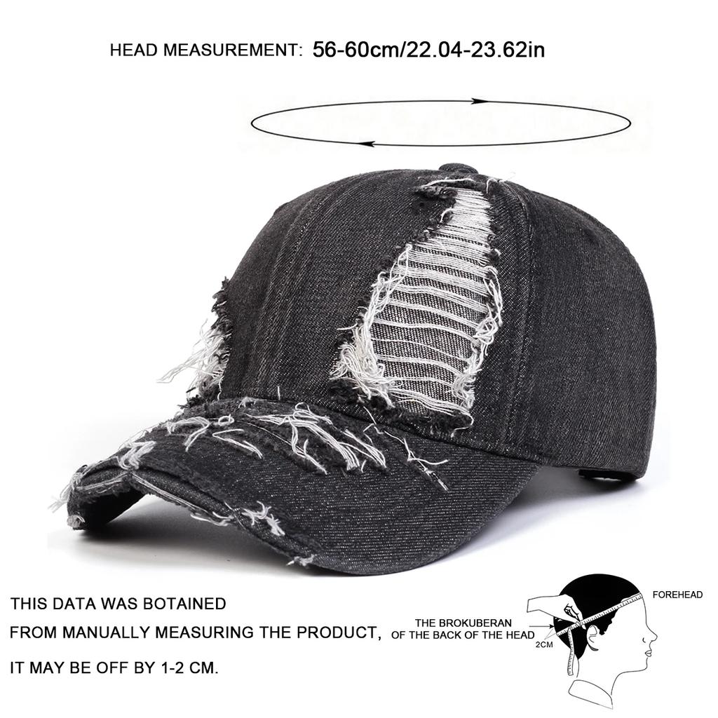 Unisex Ripped Denim Water Wash Baseball Caps Spring Autumn Outdoor Adjustable Casual Hats Sunscreen Hat Sports Cap