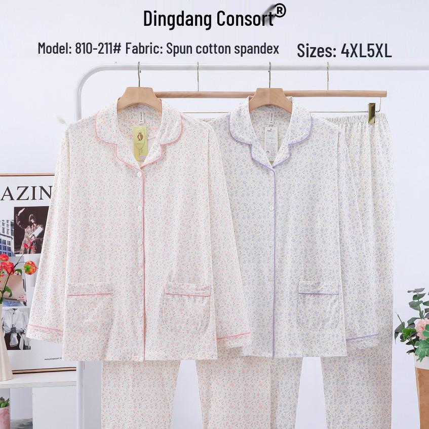 

Dingdang Guifei Women s Two-Piece Autumn/Winter Lounge Set: Turn-Down Collar, Long Sleeve Top and Pants Pajamas for Fashionable Homewear. 5XL рожевий