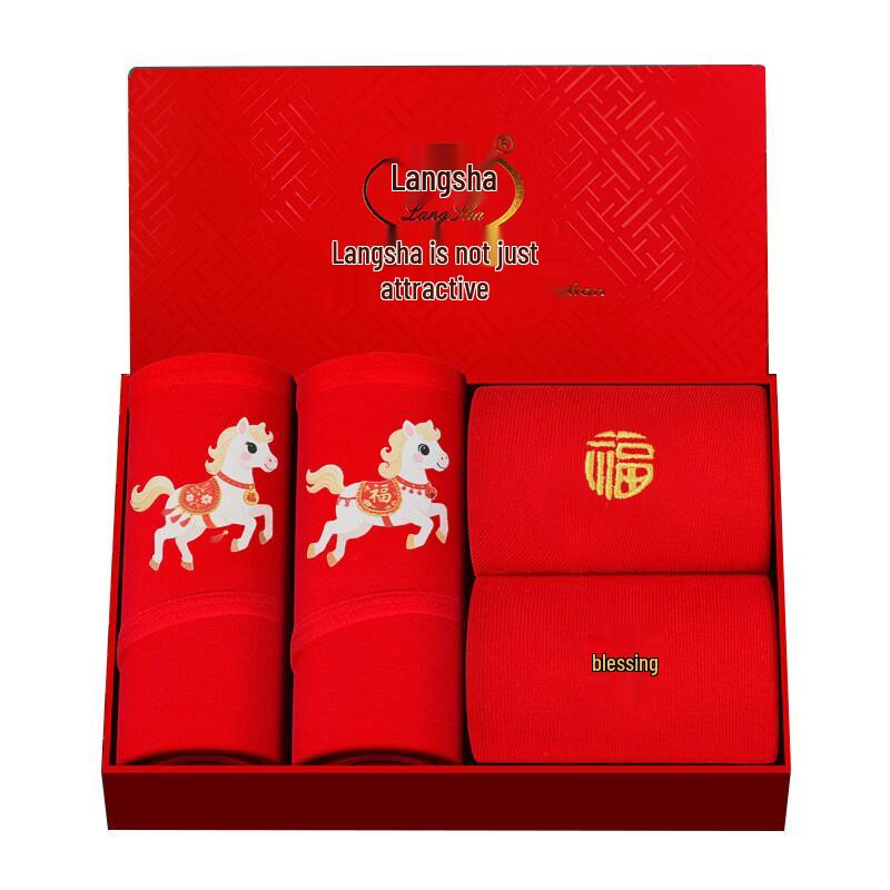 

LangSha Women s Lucky Red Pure Cotton Antibacterial Underwear L