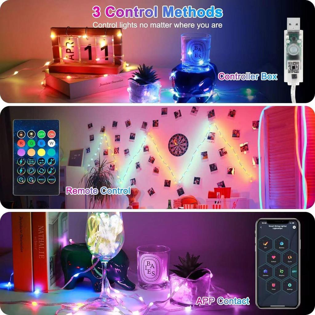 Bluetooth RGB Color-Changing Leather String Lights for Christmas, Outdoor, & Camping