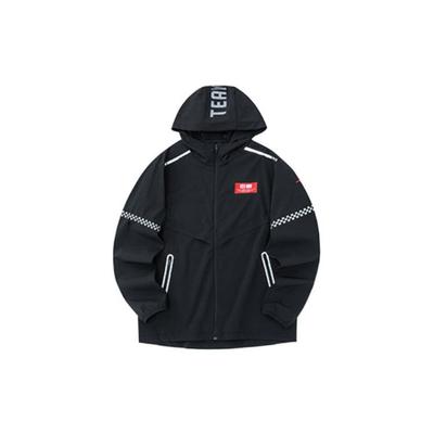 Anta Casual Serie Einfarbig Logo-Print Kapuzen-Sportjacke Herrenjacken Schwarz 152137616-2